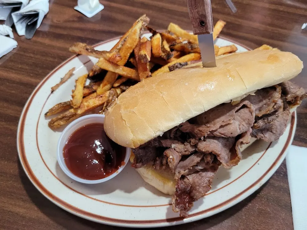 French Dip on a French Roll with Au Jus