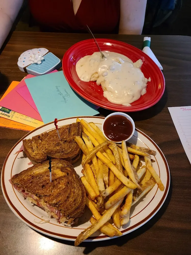 Reuben Sandwich with Biscuits and Gravy